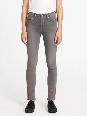 Etienne Marcel Women’s Skinny Jeans Size 27 Gray Red Ankle Zip Stretch Denim